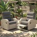 Outdoor Swivel Recliner Chair Set of 2, All-Weather Wicker Reclining Patio Chair by Vakollia