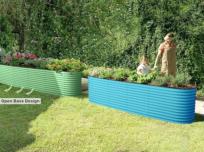 9-in-1 Galvanized Raised Garden Beds Outdoor // 8×2×2.5 ft Modular Planter - Image 3