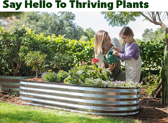Plant & Plot Galvanized Raised Garden Beds Outdoor // 6×3×1 ft Planter Raised - Image 4