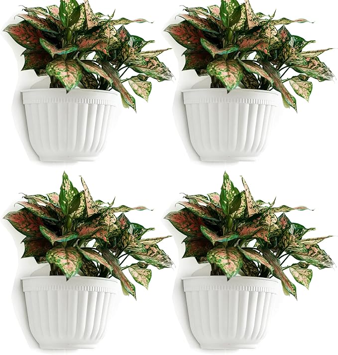 ORIMERC 4 Pack White Wall Planter Pots Vertical Living Wall Hanging Planters by OrimercGarden