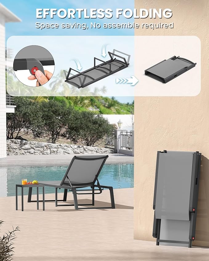 Aluminum Pool Lounge Chairs Set of 2 - Image 3