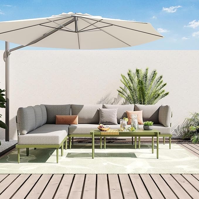 Sundale Outdoor 7 Pieces Metal Patio Furniture Set, Outdoor Sectional Sofa - Image 9
