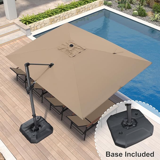 PURPLE LEAF 9' X 11.5' Square Cantilever Umbrella Patio Umbrella - Image 2