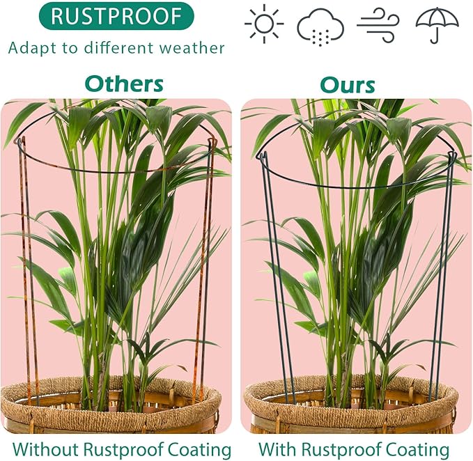 32 inch Plant Support Stakes, 10 Pack Half Round Metal Garden Plant Stake - Image 7