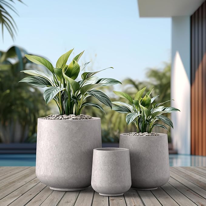 Kante 15.3"+11.6"+8.2" Dia Round Concrete Planter, Large Outdoor Indoor Planter - Image 3