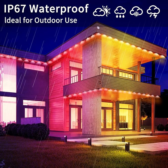 60ft Permanent Outdoor Light, RGB Outdoor eave Lights - Image 4