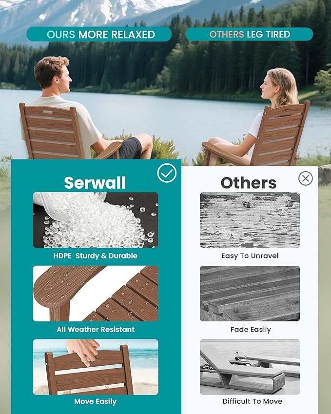 SERWALL Outdoor Rocking Chair, Oversized Rocking Chair - Image 5