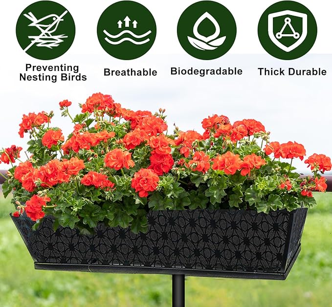 4PCS 30Inch Rectangle Window Box Liner Felt Planter Basket Liner Insert Black - Image 3