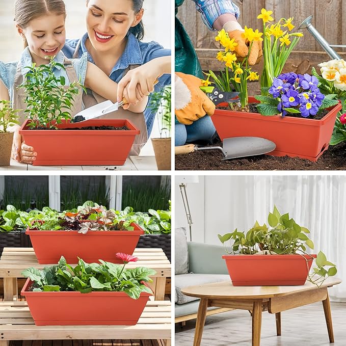 Window Box Planter, 12 Pack Plastic Vegetable Flower Planters Boxes 17 Inches - Image 7