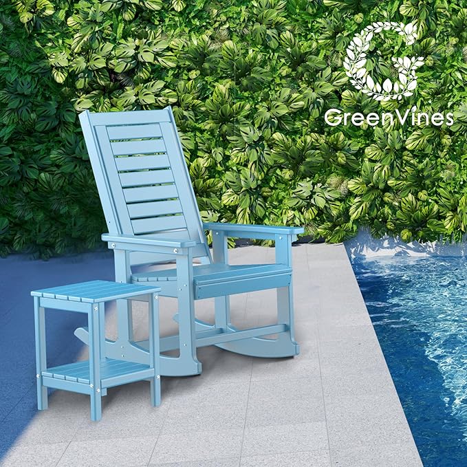 GREENVINES Outdoor Rocking Chairs | Set of 2 | Porch Rocker | HDPE Plastic | - Image 6