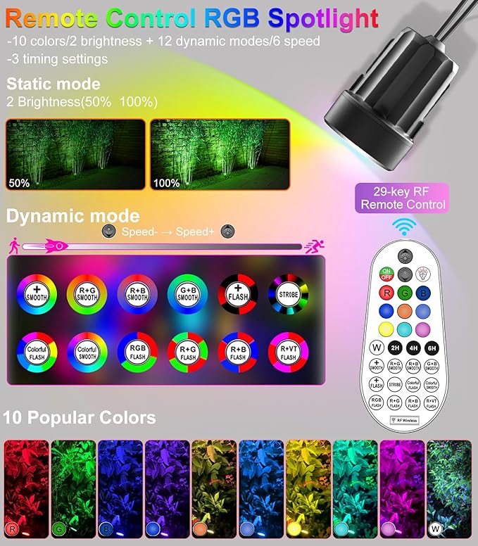 MEIKEE 6 in 1 RGB Solar Landscape Lights - Image 2