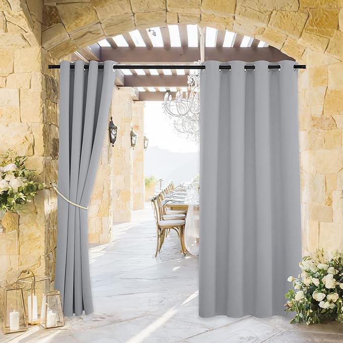 RYB HOME Outdoor Curtains for Patio Waterproof Block Sunlight Thermal Insulated by RYBHOME