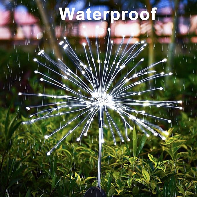 JJGoo Solar Firework Lights, 2 Pack 135 LEDs 2 Lighting Modes Solar Lights - Image 3