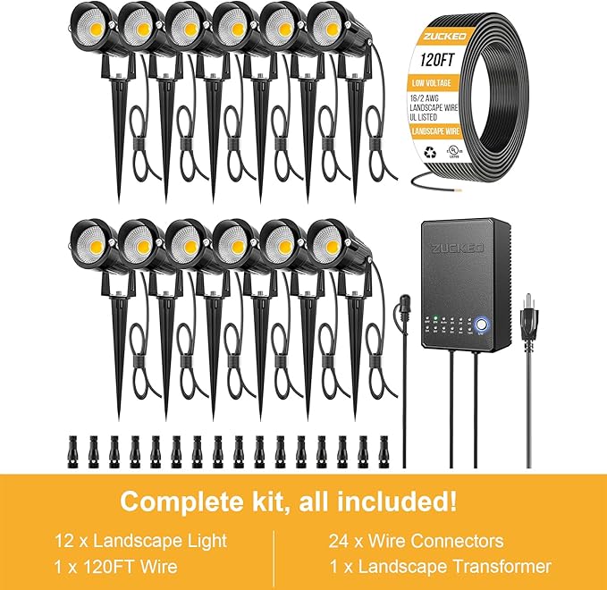ZUCKEO All-in-One Low Voltage Landscape Lighting Kit, 5W LED Landscape Lights - Image 5