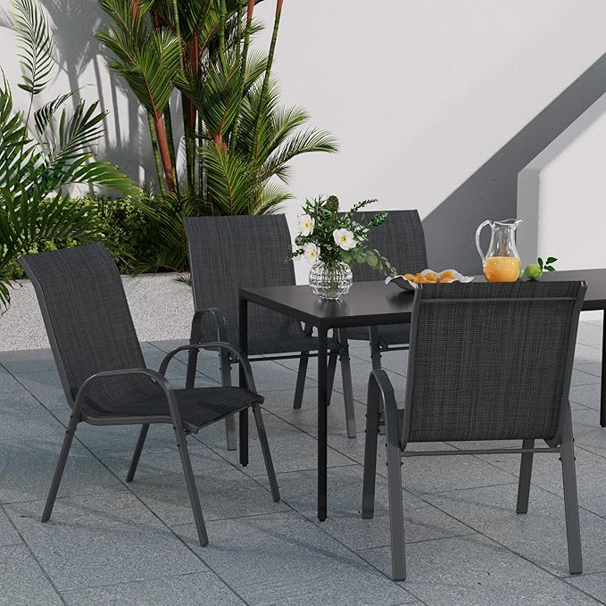 Patio Dining Chairs Set of 6, Outdoor Stackable Dining Chairs High Back - Image 6