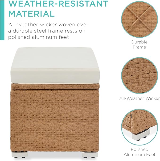 Best Choice Products Set of 2 Wicker Ottomans, Additional Seating, Side Table - Image 5
