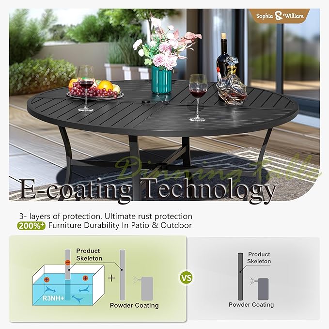Sophia and William Swivel Outdoor Patio Dining Set - Image 8