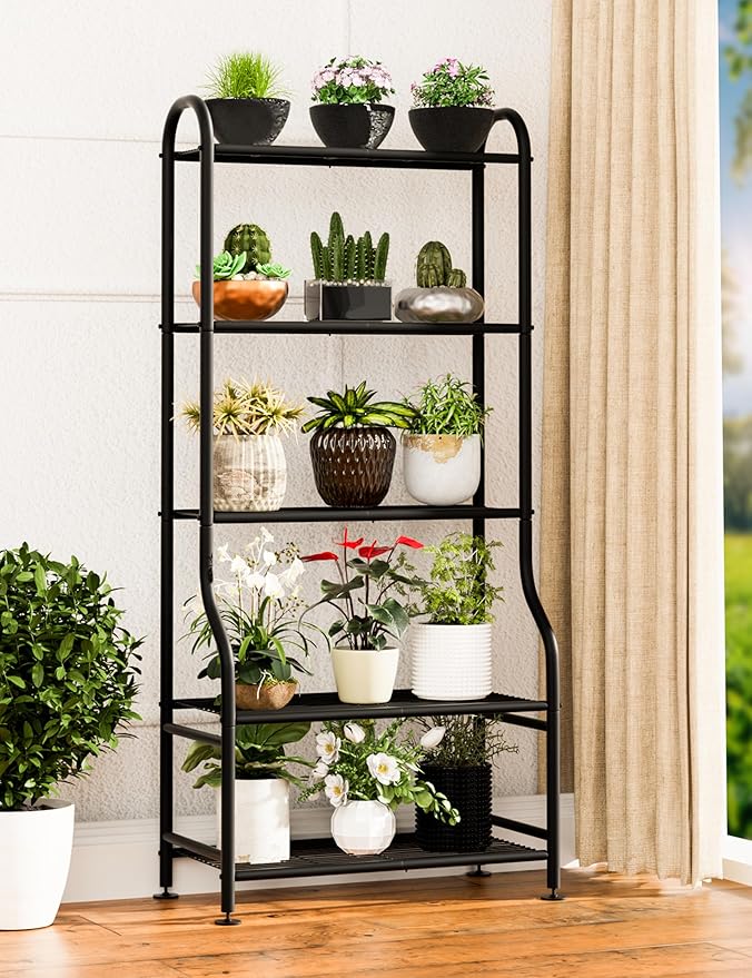 5-Tier Metal Plant Stand Indoor Outdoor, Waterproof Flower Stand - Image 6