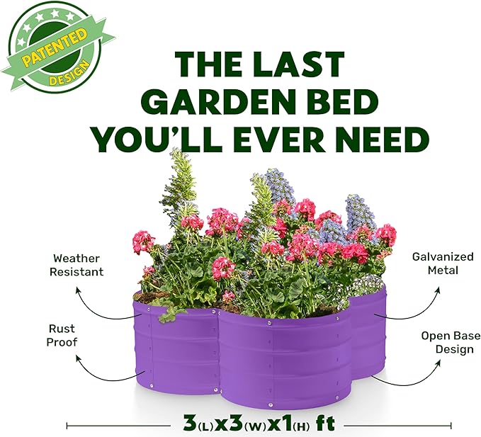 Plant & Plot Galvanized Raised Garden Beds Outdoor // 3×3×1 ft Planter Raised - Image 5