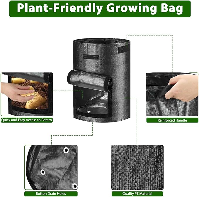 JJGoo Potato Grow Bags, 4 Pack 10 Gallon - Image 5