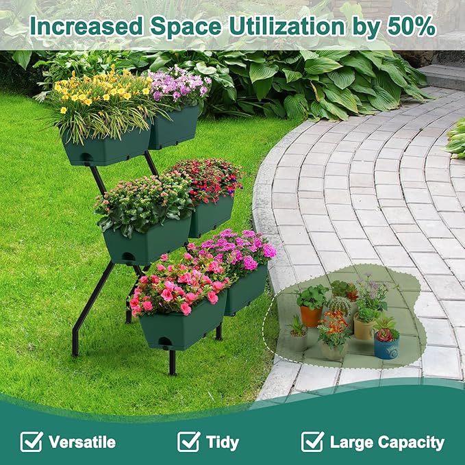 2 Column Vertical Raised Garden Beds, 6 Planter Boxes Standing Garden Bed - Image 7