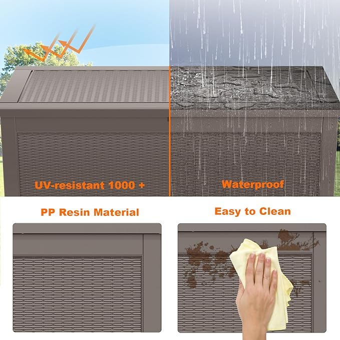 320 Gallon Resin Deck Box, Lockable Patio Outdoor Storage Box - Image 4