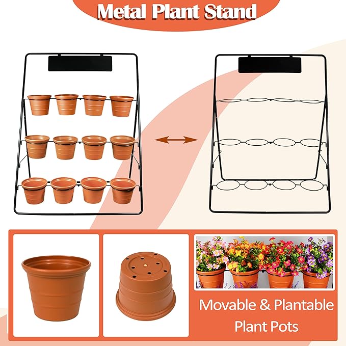 Sunnyglade 3-Tier Metal Plant Stand Rack Multiple Flower Pot Holder Shelf - Image 4