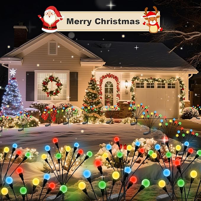 ALSO GO Solar Garden Lights, Solar Firefly Lights Outdoor 8 Pack 64 LEDs - Image 2