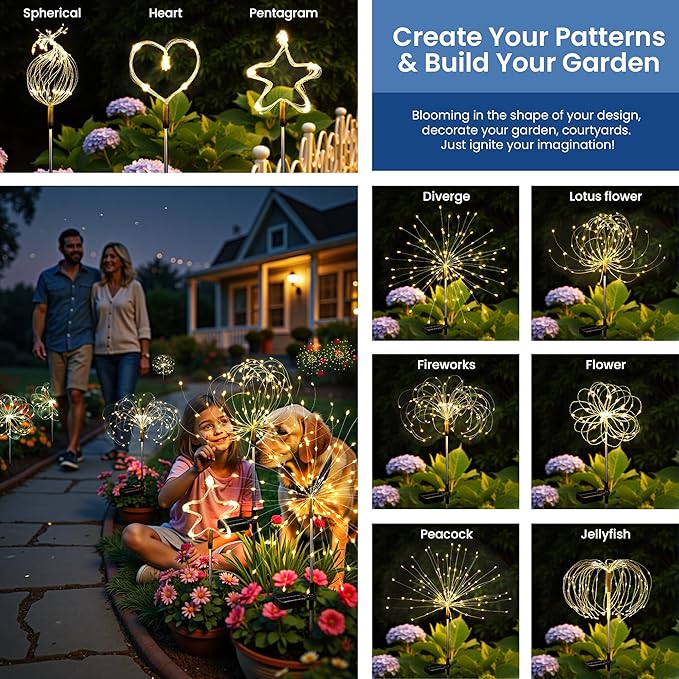 Solar Lights Outdoor, 120LED 8 Pack Fairy Garden Lights Decor - Image 5