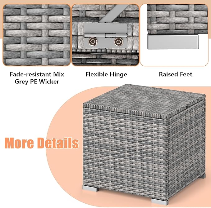 RELAX4LIFE Wicker Outdoor Storage Ottoman - Image 8