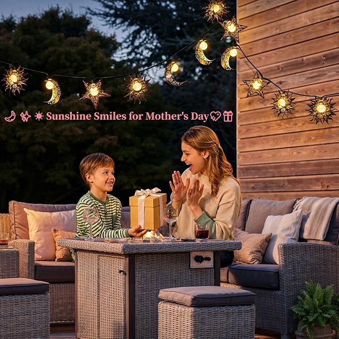Beautyard Solar String Lights Outdoor Star Moon Sun 13Ft 153In Led Solar - Image 2