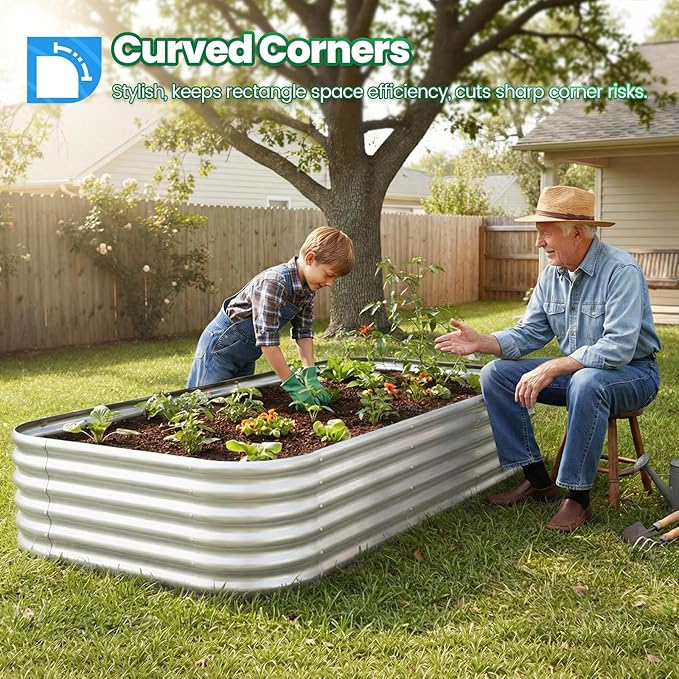 Quictent Raised Garden Bed Kit Oval Galvanized Metal Planter Box Tall - Image 2