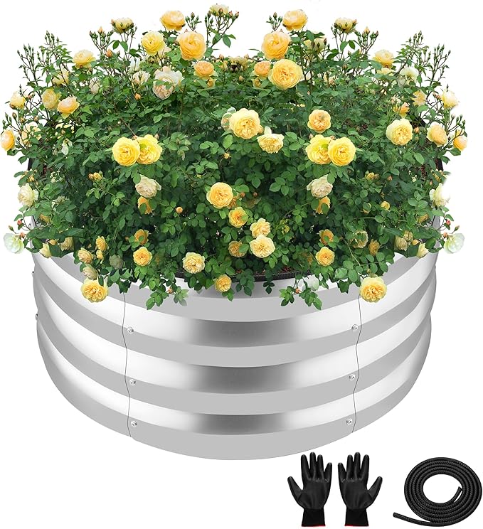 ZXZYHFTY Round Galvanized Raised Garden Bed kit, Round Large Metal Raised by ZXZYHFTY