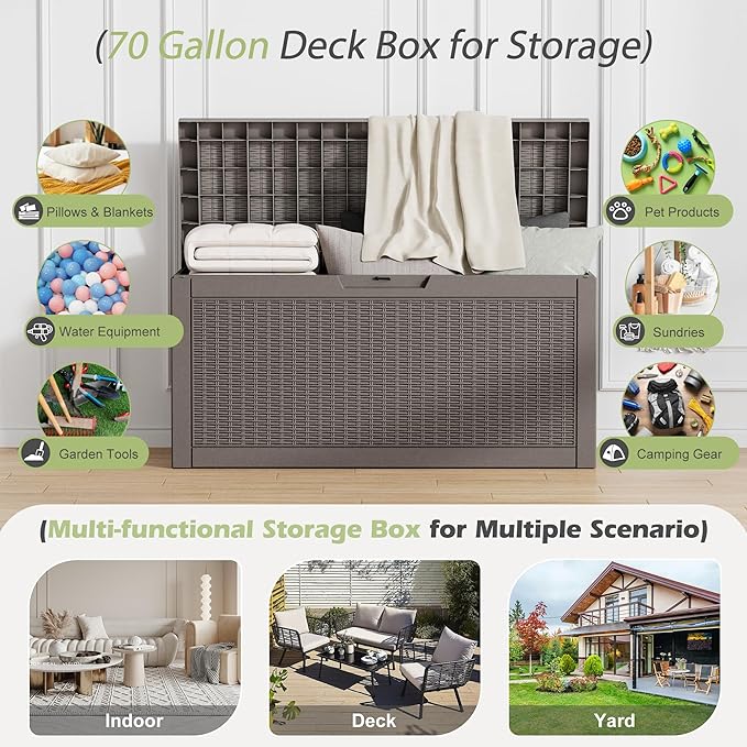 Outdoor Storage Box, Resin Deck Boxes Indoor and outdoor, Waterproof Storage - Image 4