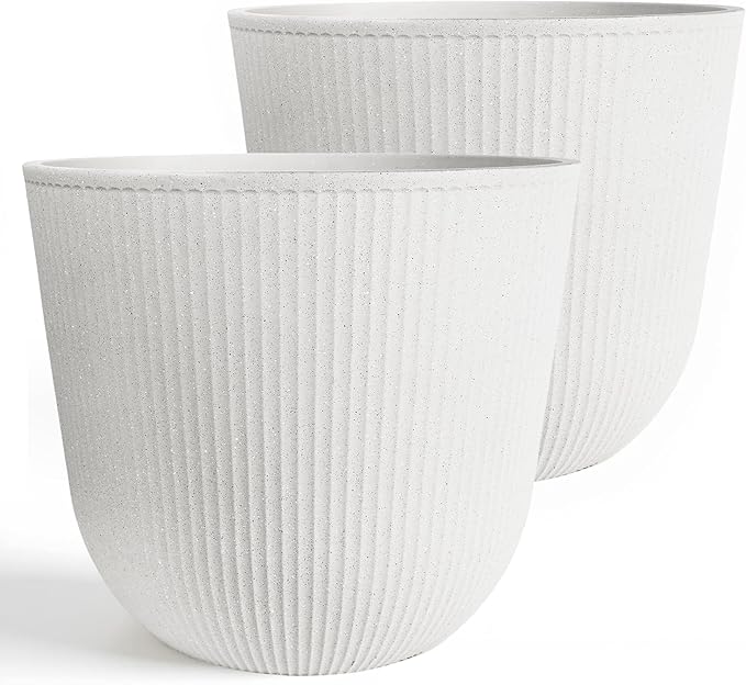 WORTH Garden Round Large Planter Pot Set of 2-17.5" Dia x 15.5" H by WORTH