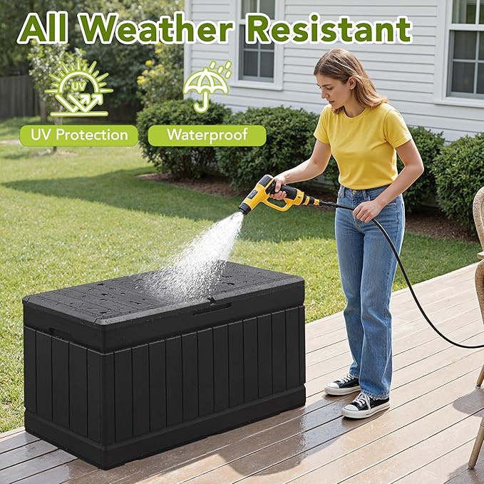Devoko 78 Gallon Deck Box, Waterproof Resin Outdoor Storage Box - Image 5