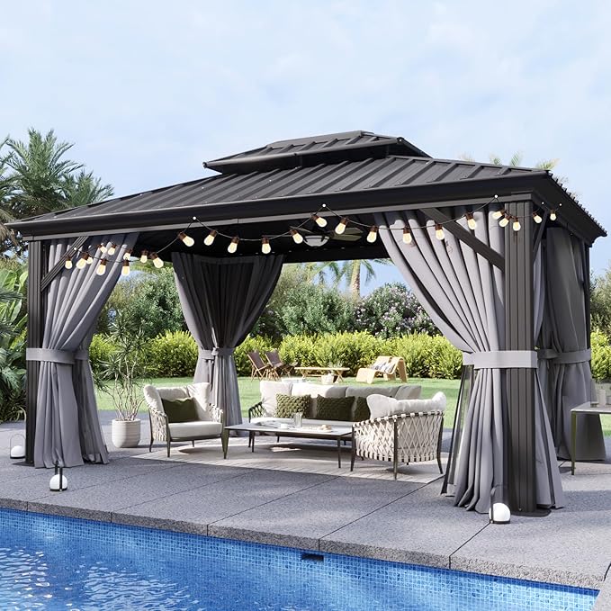 Aoxun 10'x12' Hardtop Gazebo, Aluminum Frame Canopy by Aoxun