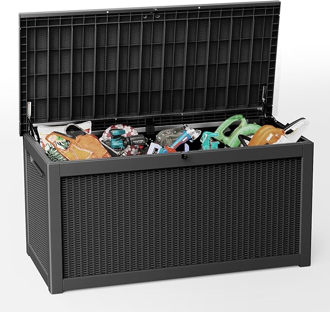 310 Gallon Lockable Outdoor Storage Box – Waterproof Resin Deck Box by Unknown