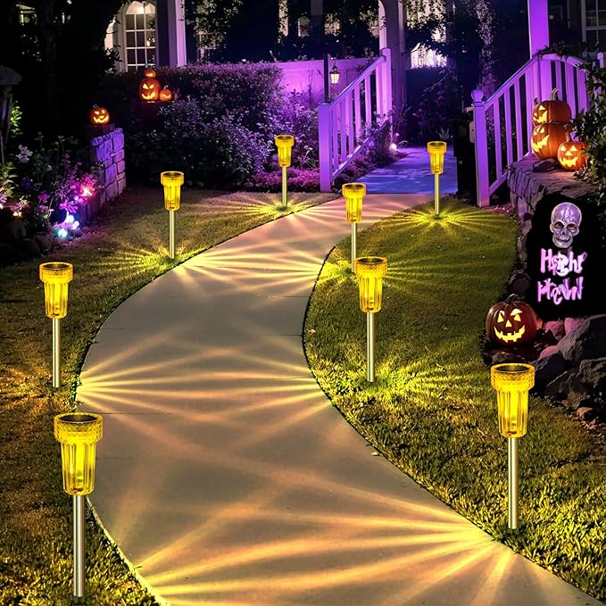 DERAYSION Solar Lights Outdoor LED ​Orange Waterproof Pathway Lights Yard Auto - Image 7