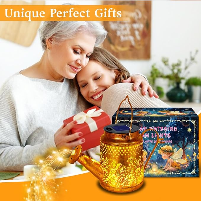Solar Powered Hummingbird with Flowers Watering Can Lights Waterproof Outdoor - Image 4
