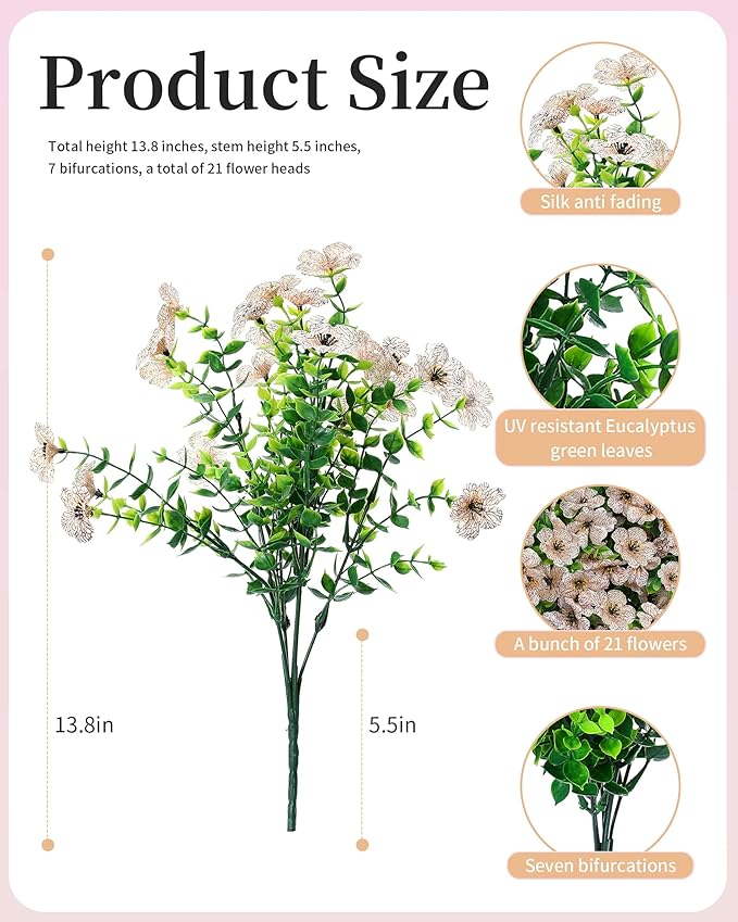 JAKY-Global Faux Flowers for Outdoor Planters 16 Bundles UV Resistant - Image 6