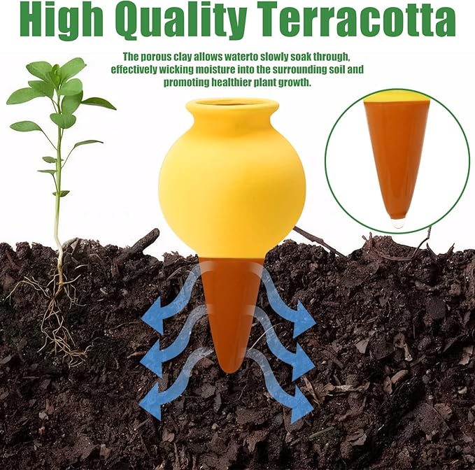 Terracotta Watering Spikes, 4 Pack Self Watering Globes, Slow Release Self - Image 3