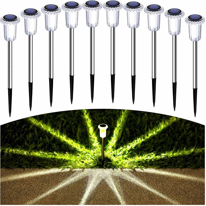 Solar Lights Outdoor 10 Pack Solar Pathway Lights Outdoor LED Waterproof - Image 8