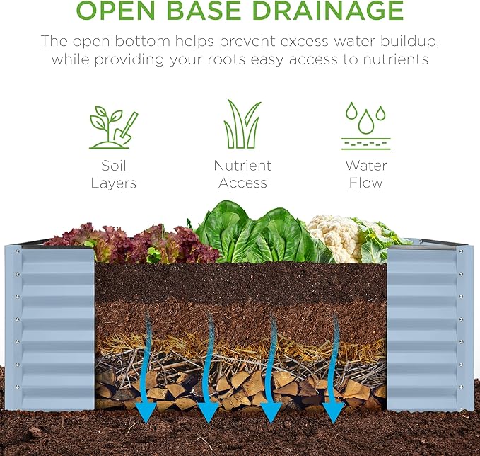 Best Choice Products 4x2x2ft Outdoor Metal Raised Garden Bed, Deep Root Box - Image 5