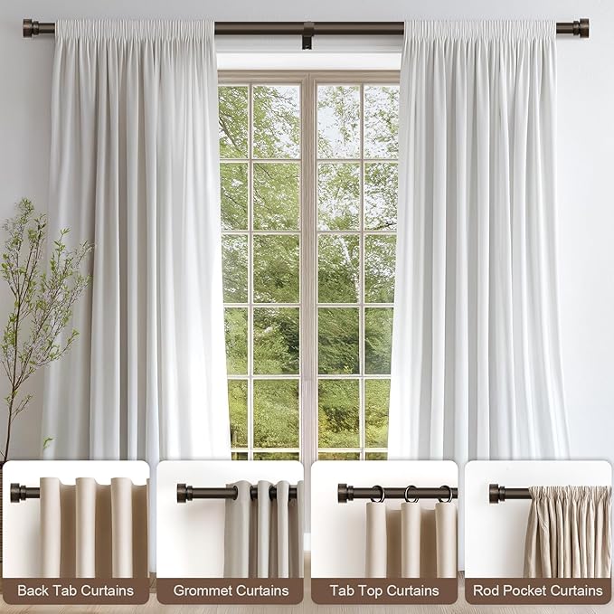 2 Pack Modern Antique Brown Bronze Curtain Rods - Image 3