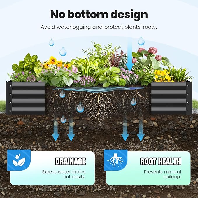 Quictent Galvanized Raised Garden Bed Metal Planter Box Bottomless - Image 5