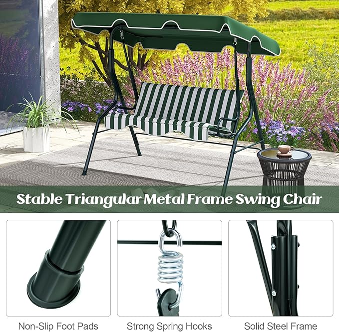 Tangkula 3 Person Porch Swing, Patio Swing - Image 7