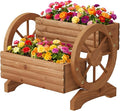 Wooden Wagon Planter Outdoor Flower Cart by Dawnyard