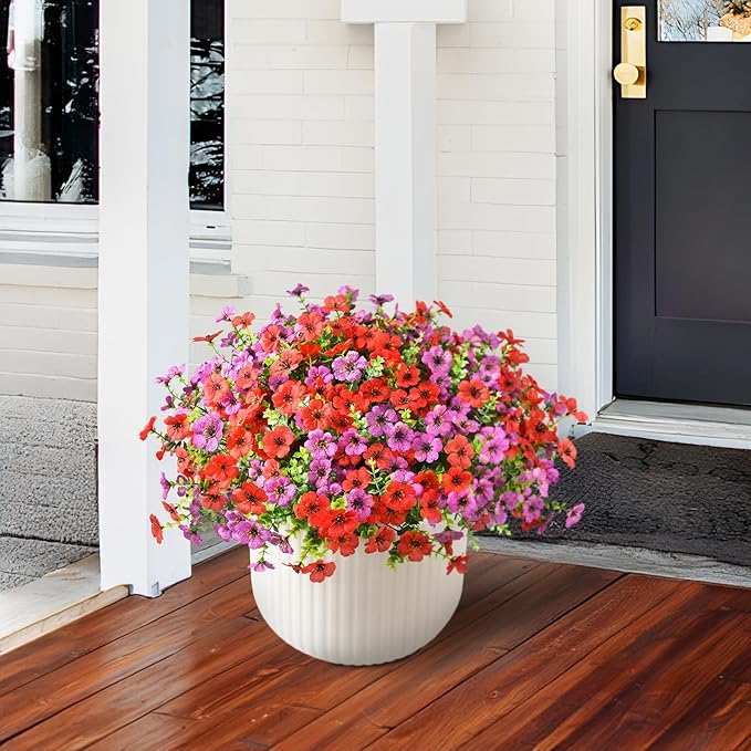 Artificial Flowers Faux Plants Outdoor Fake Flowers Spring Decor, 12 Bundles - Image 4
