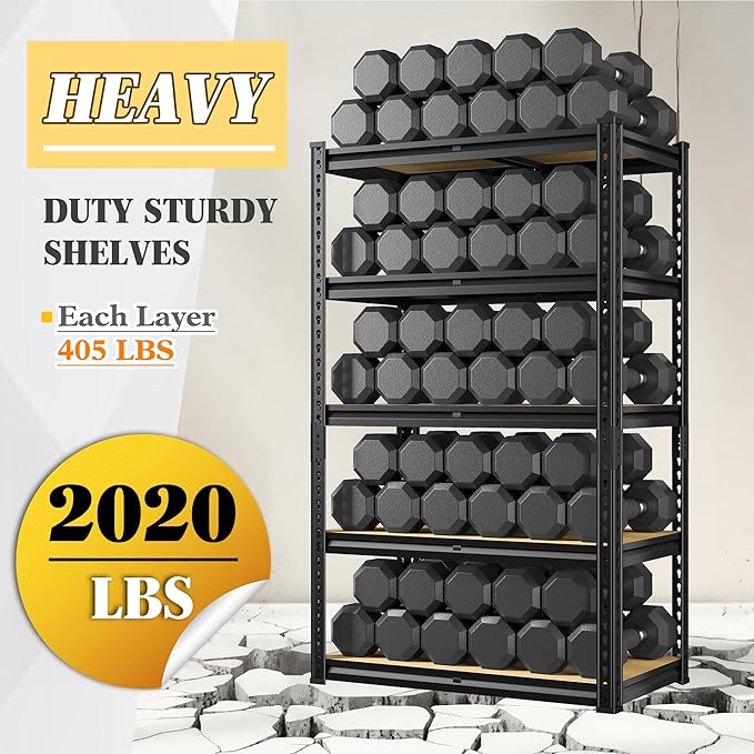 5 Tier Garage Shelving 2020LBS Storage Shelves, Adjustable Heavy Duty Metal - Image 5